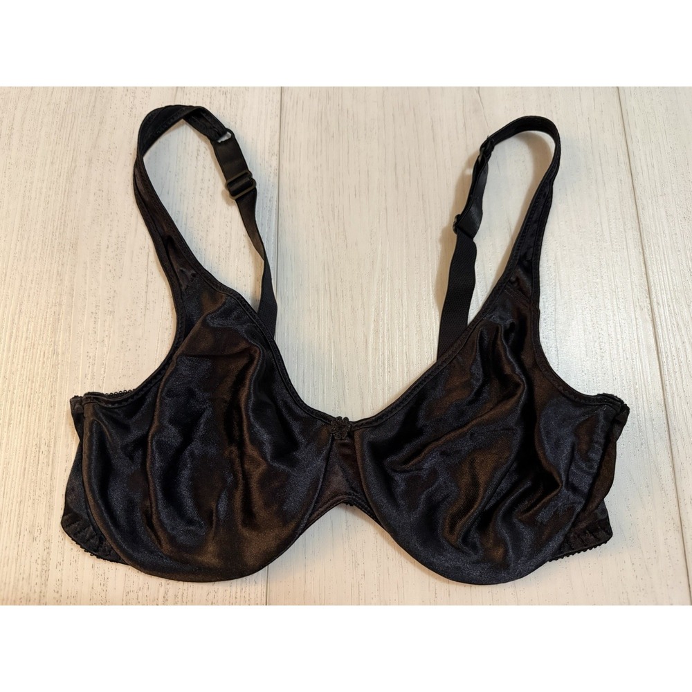 Vintage Hanes‎ Her Way Satin Bra Sz 36D Black